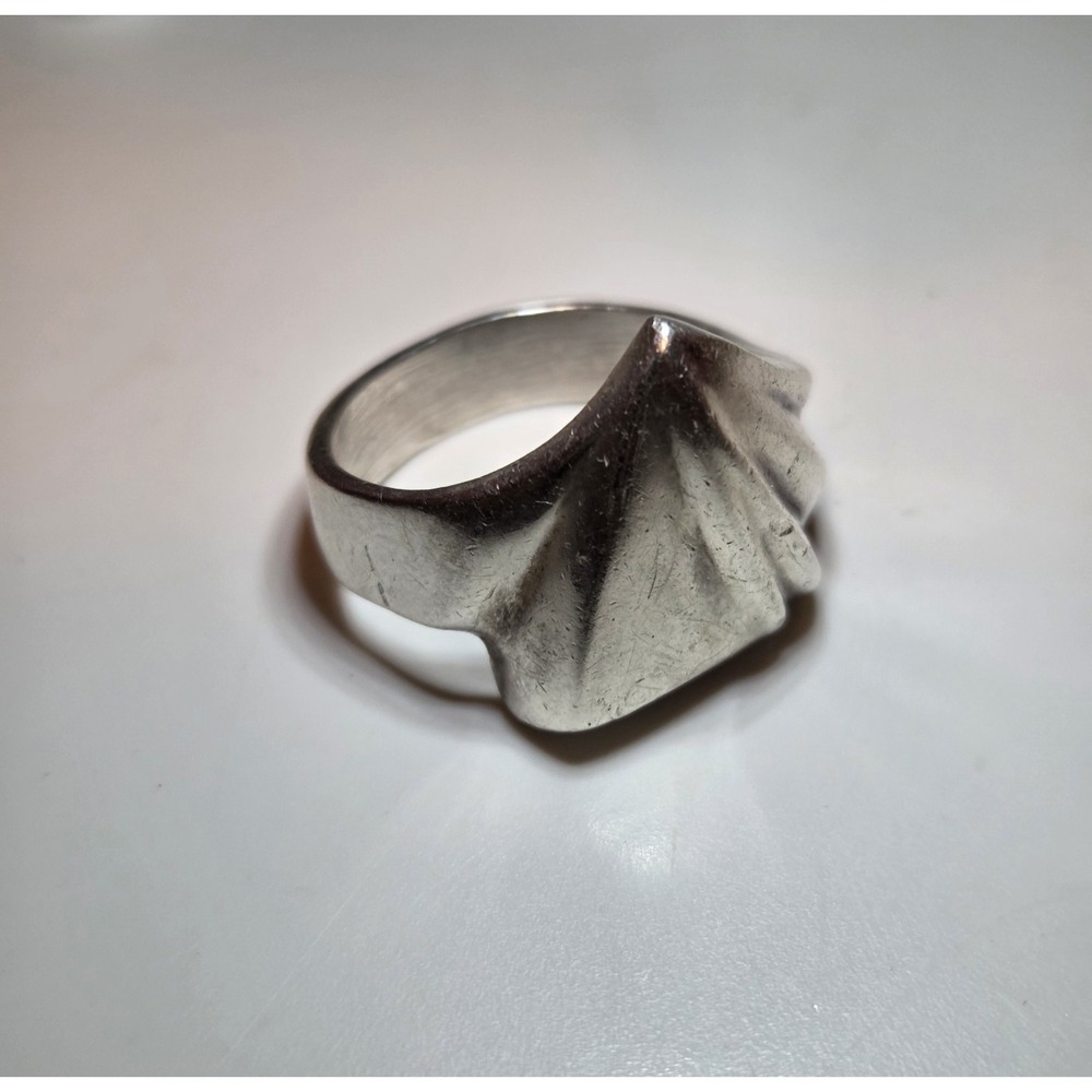 Heavy 1980s Sterling Silver Taxco Modernist Ring Size 7.5 - Picture 6 of 9